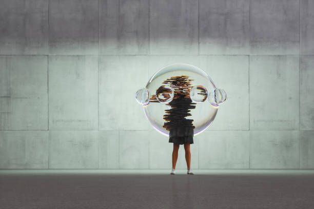 istock Person trapped in glass bubble 1379611338