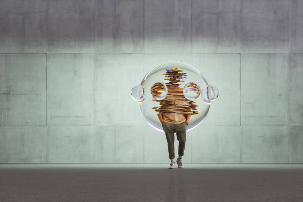 istock Person trapped in glass bubble 1379611648