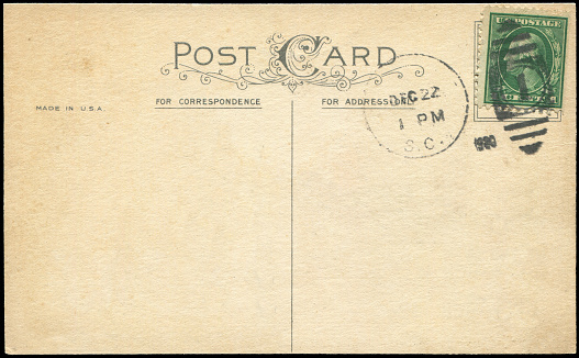 blank vintage postcard sent from  USA  in 1920s, a very good historic background of postal service, can be used for any usage for any historic situation.