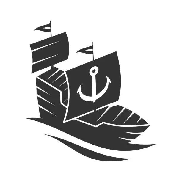 Vector illustration of boat ship yacht anchor logo Icon Illustration Brand Identity