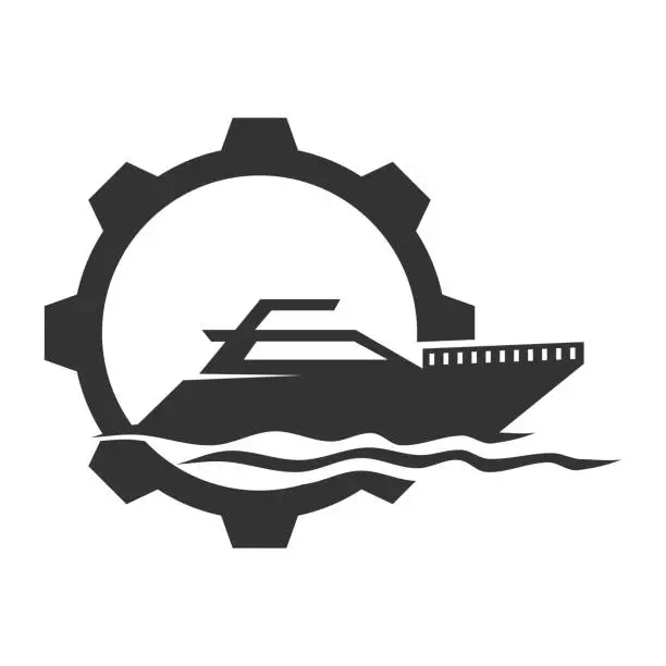 Vector illustration of boat ship yacht gear logo Icon Illustration Brand Identity