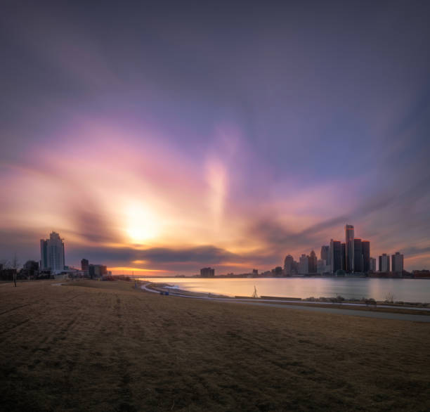 istock The Detroit and Windsor Skyline at Dusk 1379788216