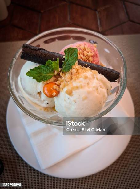 Vanilla Ice Cream Stock Photo - Download Image Now - Chocolate, Chocolate Ice Cream, Chocolate Sauce