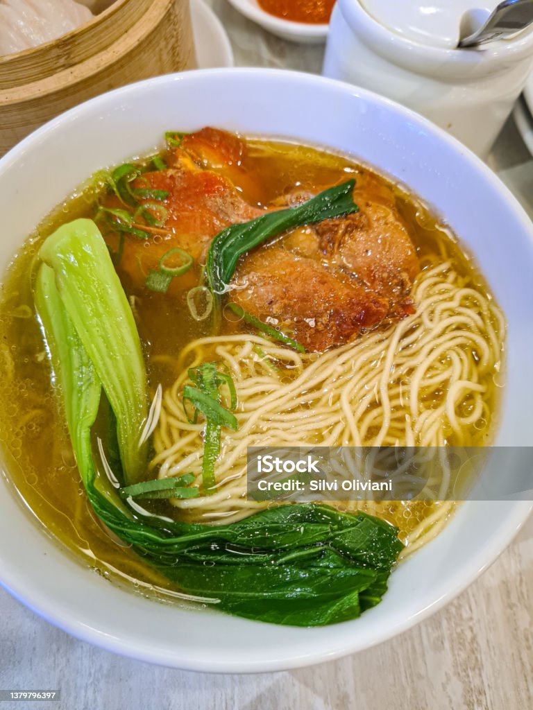 Noodle Soup Noodle soup with chicken and vegetables Asia Stock Photo