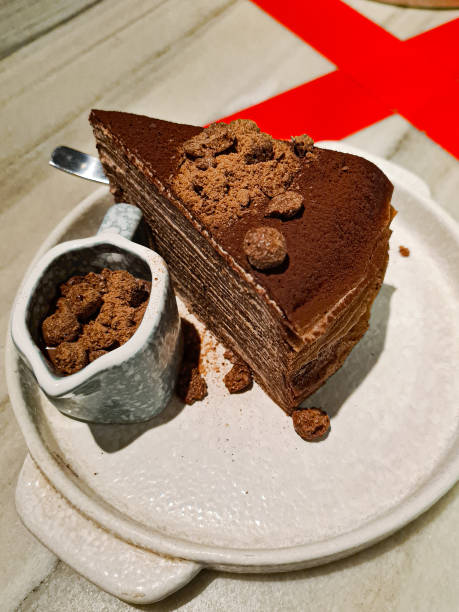 Tiramisu Crepe Cake stock photo
