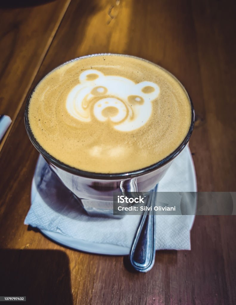 Bear Latte Art Milk Art Stock Photo