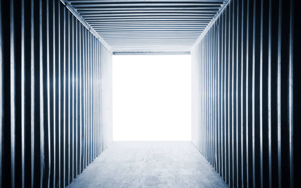 istock Inside View of Shipping Cargo Container Blank Screen. 1379839772