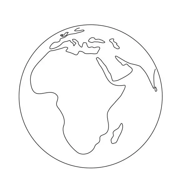 Vector illustration of Illustration of the Earth with the African Continent in the center (white background, vector, cut out)