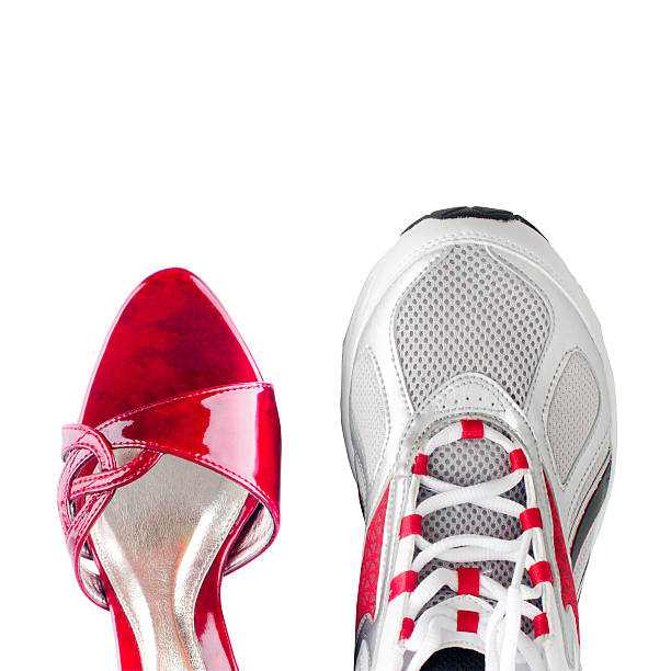 Women's and men's shoes isolated on white background