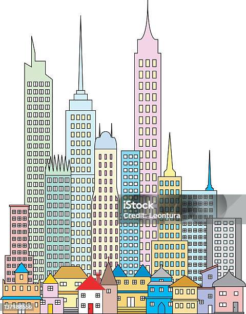 Miasto - Stockowe grafiki wektorowe i więcej obrazów Bez ludzi - Bez ludzi, Biurowiec, Budowla mieszkaniowa