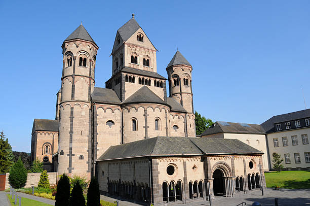 Maria Laach Abbey build in 12th century. the Abbey is situated on the shore of the Laacher See (Lake Laach), near Andernach, in the Eifel region of the Rhineland-Palatinate in Germany. - Abtei Maria Laach erbaut im 12. Jahrhundert im romanischem Baustil.