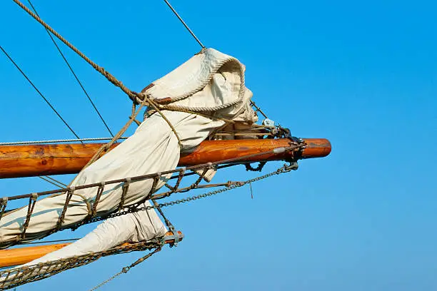 Details of sailship rigging and bowsprit