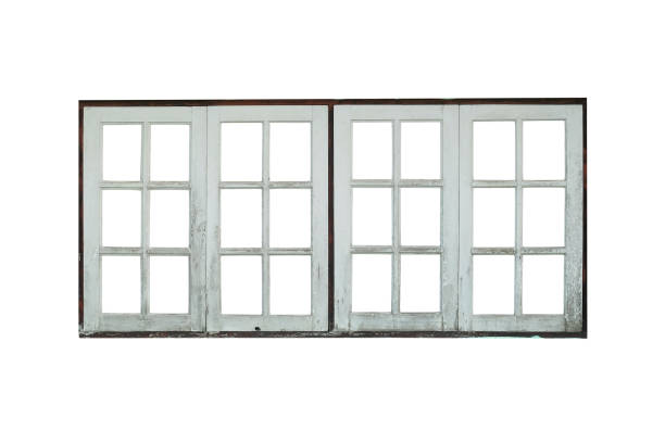 istock Isolated old wooden white window,Clipping path 1379911506