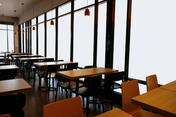 istock Table and chairs for dining Inside the restaurant isolated on white background,Clipping path 1379911609