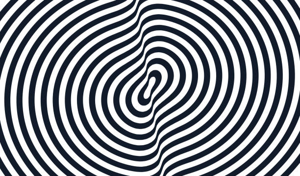 ilustrações de stock, clip art, desenhos animados e ícones de black and white design. pattern with optical illusion. abstract striped background with ripple effect. vector illustration. - freak wave