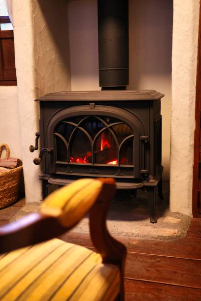 istock Warm wood stove with burning fire 1379961508