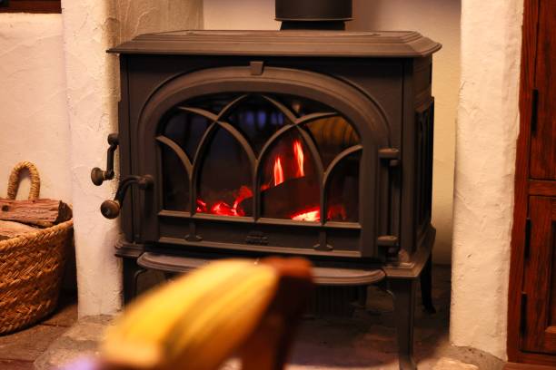 istock Warm wood stove with burning fire 1379961557