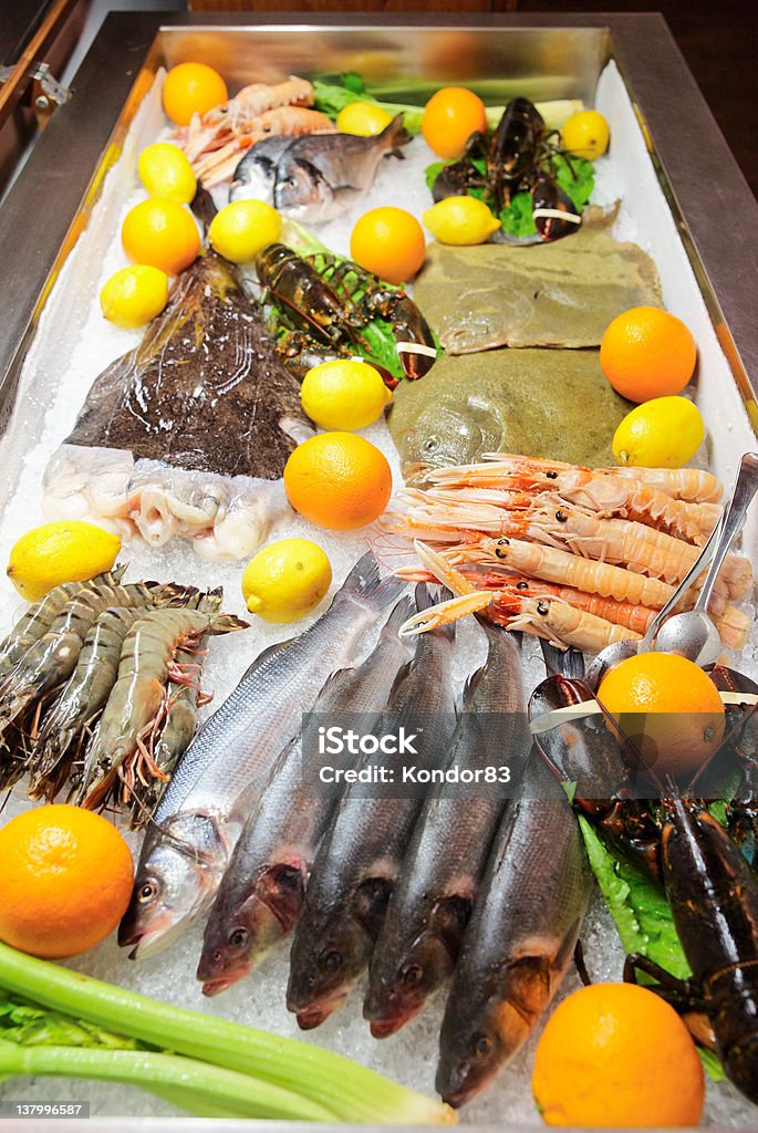 Große Auswahl an Fisch und Meeresfrüchten - Lizenzfrei Auster Stock-Foto
