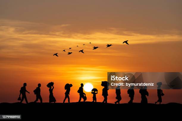 Refugees And Immigrants Going For A New Life Stock Photo - Download Image Now - Refugee, Emigration and Immigration, Immigrant