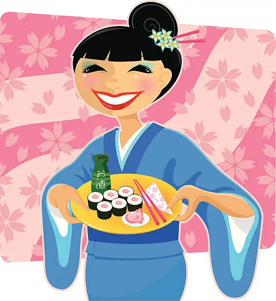 Vector illustration of japanese woman