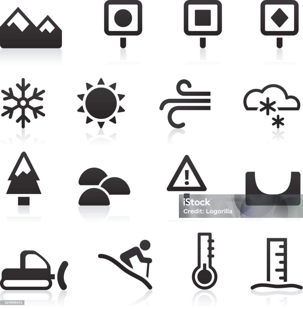 Ski Resort icons - Conditions Set of icons for conditions at a ski resort. Cold Temperature stock vector