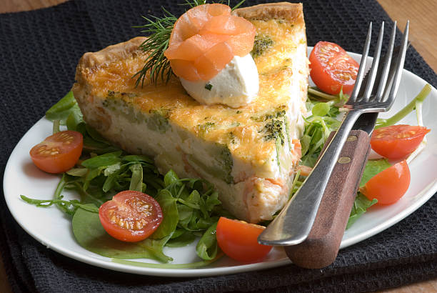 quiche - main course salmon meal course foto e immagini stock