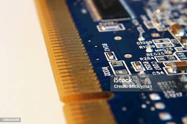 Pci Closeup Stock Photo - Download Image Now - Blue, Cable, Capacitor