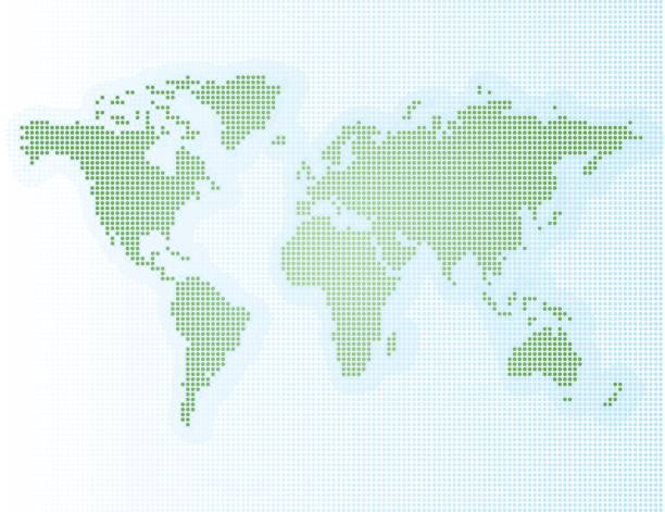 A pixelated map illustration of the world vector art illustration