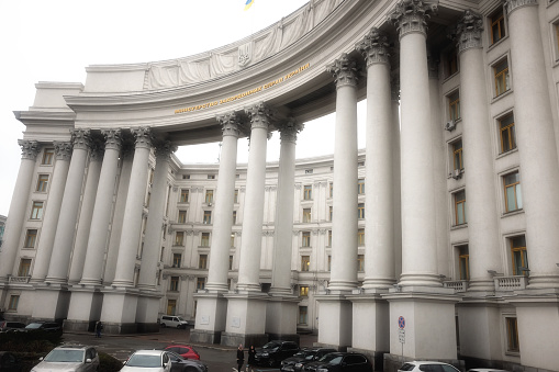 Kyiv, Ukraine- December 12, 2021: Houses od parliament before the war
