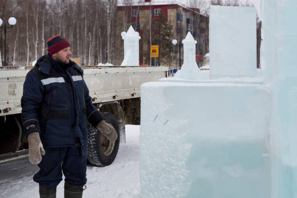 istock Portrait of the installer at the ice panel 1380055759