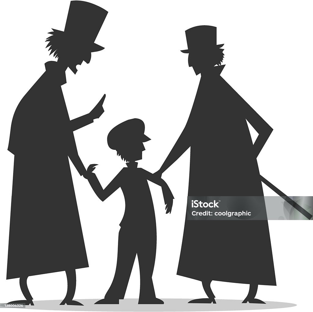 silhouette di orphan ragazzo in pericolo - arte vettoriale royalty-free di Charles Dickens