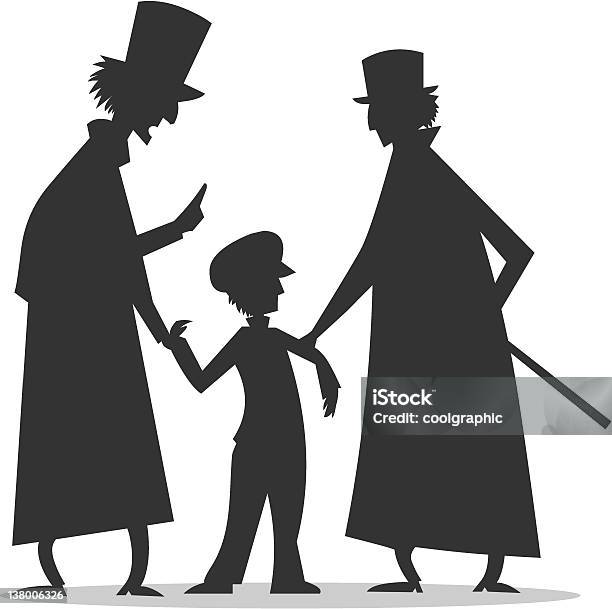 Silhouette Di Orphan Ragazzo In Pericolo - Immagini vettoriali stock e altre immagini di Charles Dickens - Charles Dickens, Sagoma - Controluce, Adulto