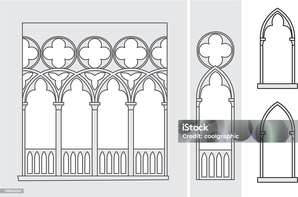 Ventanas venecianas - arte vectorial de Arco - Característica arquitectónica libre de derechos