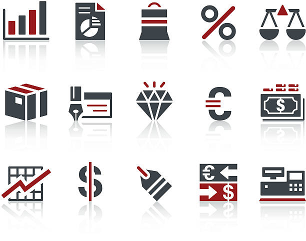ilustraciones, imágenes clip art, dibujos animados e iconos de stock de serie "icono" copo de negocios/finanzas - cash register wealth coin currency