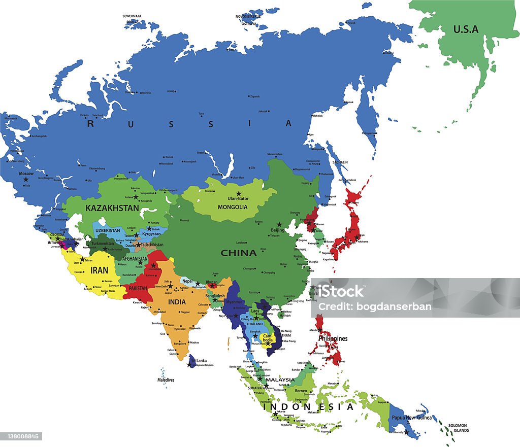 Mapa político da Ásia - Royalty-free Paquistão arte vetorial