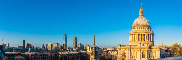 London St Pauls Cathedral overlooking Thames skyscaper cityscape panorama