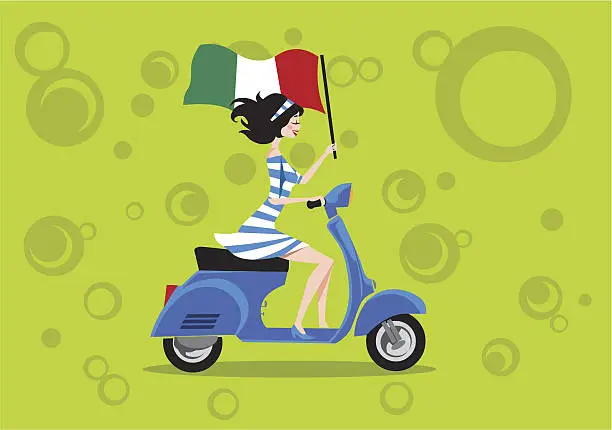 Vector illustration of Vespa Piaggio Scooter wirh Italian Girl