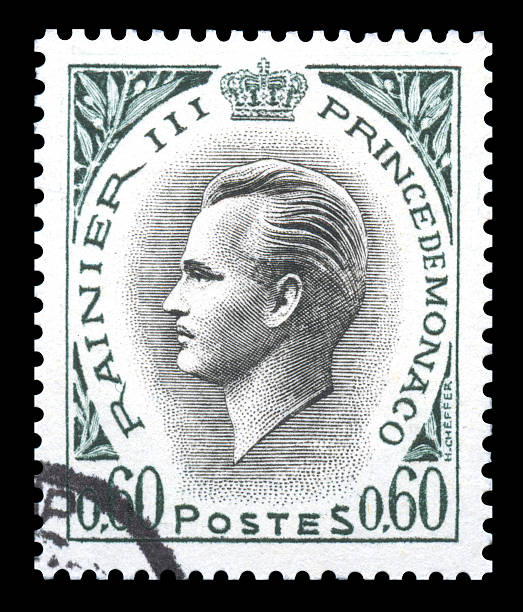 príncipe rainiero iii mónaco sello postal - realeza de mónaco fotografías e imágenes de stock