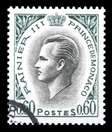 Monaco postage stamp with an engraving of Prince Rainier III (1923-2005) of Monaco