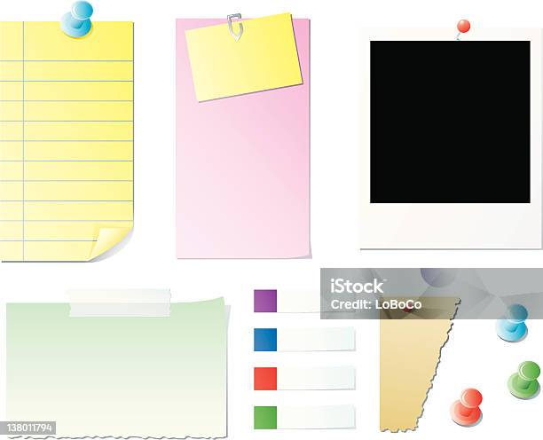 Notes Stickies Stock Illustration - Download Image Now - Adhesive Note, Adhesive Tape, Attached