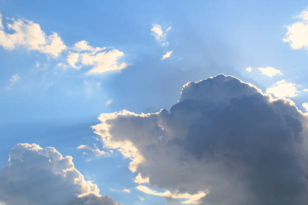 Dramatic sky in early sunset with light effects