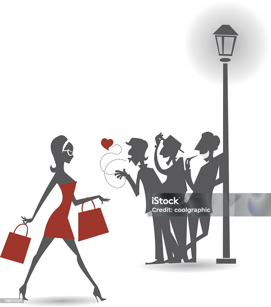 Passerella Shopping Girl - arte vettoriale royalty-free di Fischiare