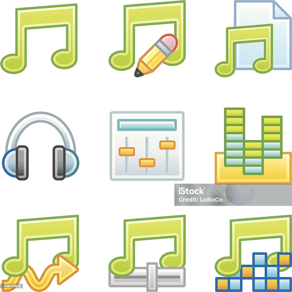 «Roundi "Icon Set-édition Audio - clipart vectoriel de Affaires libre de droits