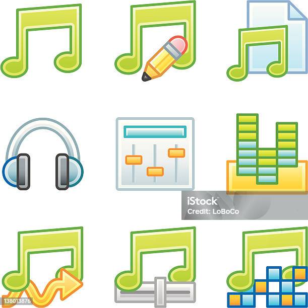 Roundi Icon Setédition Audio Vecteurs libres de droits et plus d'images vectorielles de Affaires - Affaires, Bruit, Casque audio