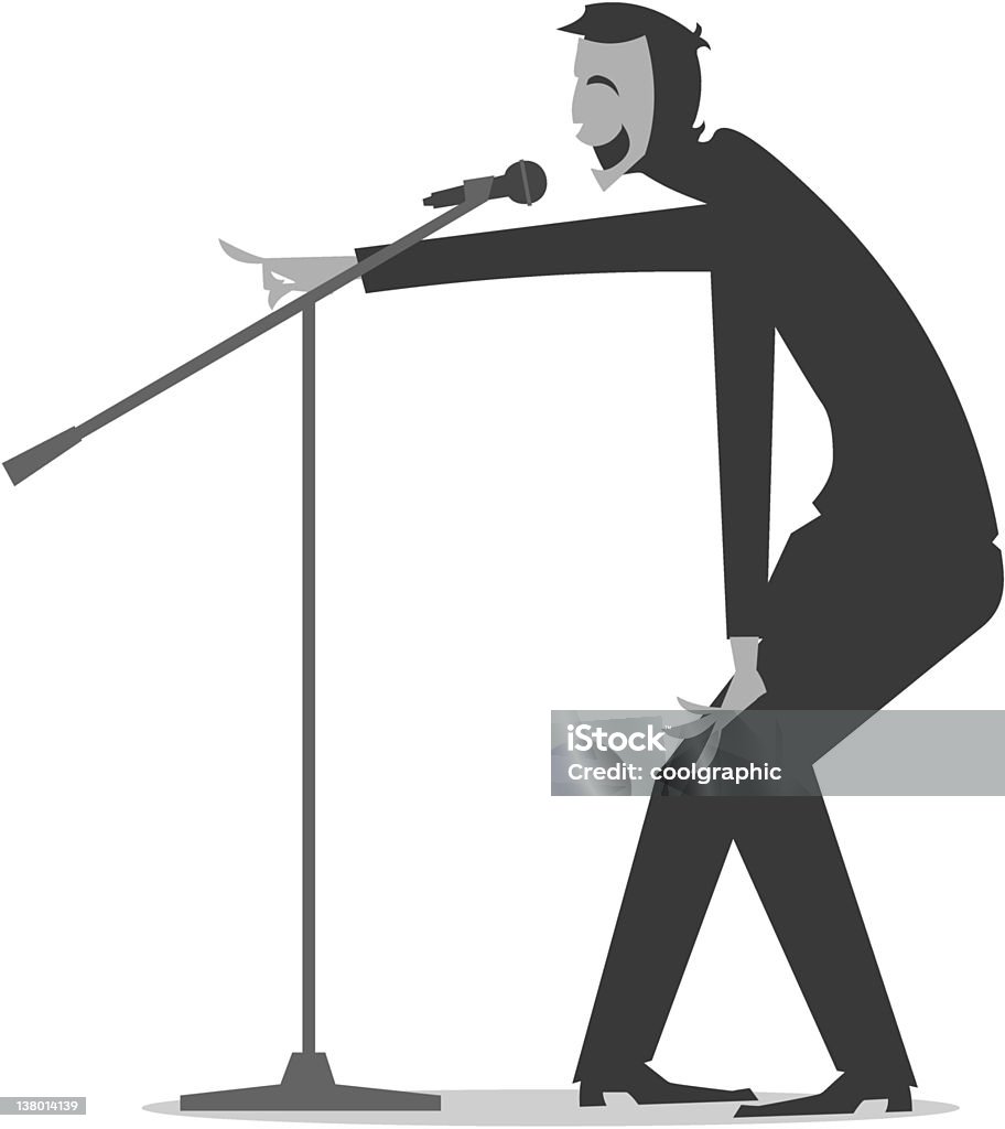 Stand Up Comedian with a mic Vector illustration of a comedian talking into a microphone In Silhouette stock vector