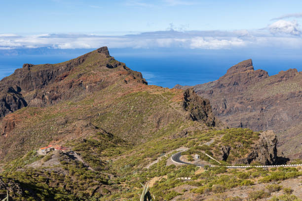 istock Serpentine switchback at Mirador de Cherfe, Teno mountain range, Tenerife, Spain 1380145843