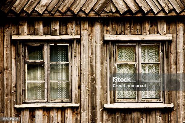 Wooden Cottage Windows Stock Photo - Download Image Now - Chalet, Surrounding Wall, Ancient