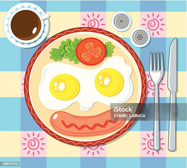 즐거운 식사smiley 조식 접시에 대한 스톡 벡터 아트 및 기타 이미지 - 접시, 계란 노른자, 낮