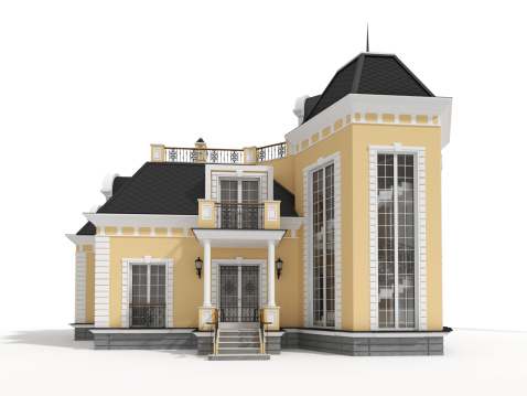 3D classic house model isolated on white