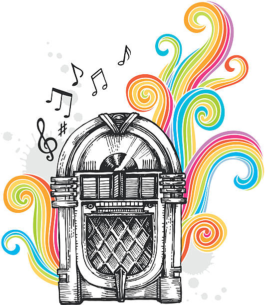 Jukebox with Swirls vector art illustration